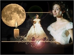 księżyc, biała, Emmy Rossum, Phantom Of The Opera, suknia